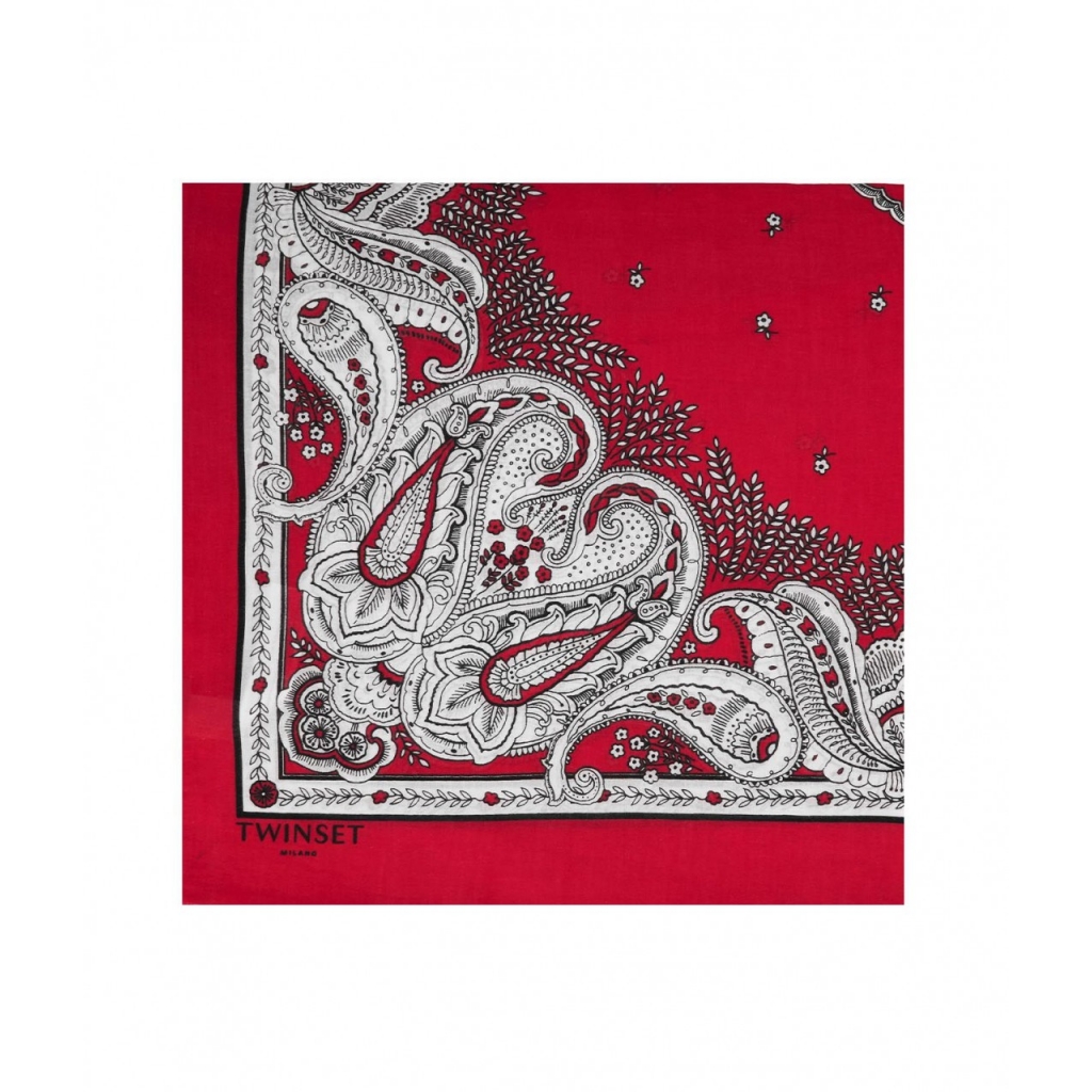 Foulard con stampa paisley rosso