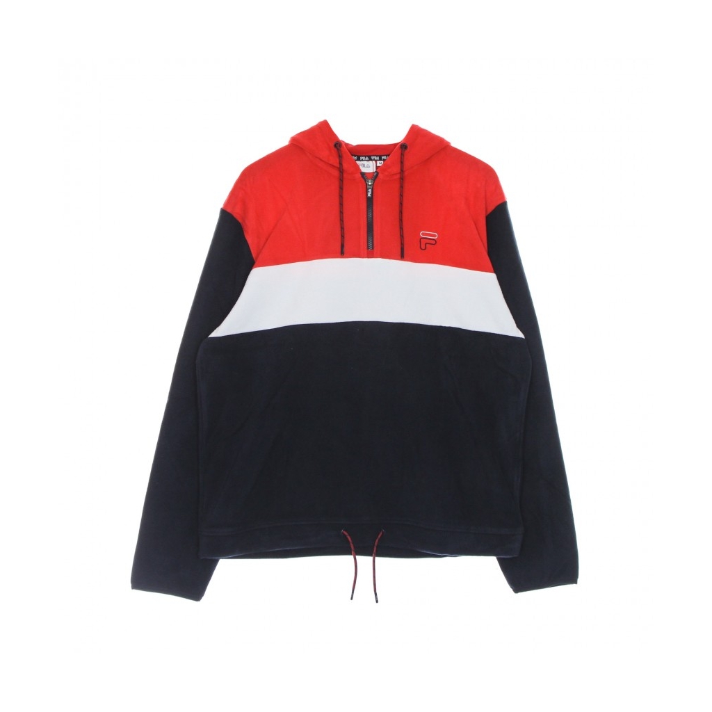 felpa cappuccio uomo perry fleece half zip hoodie BLACK IRIS TRUE RED BRIGHT WHITE Bowdoo