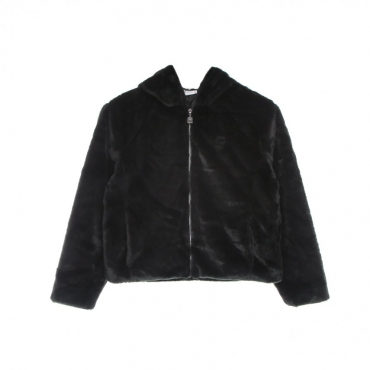 pelliccia ragazza samantha fake fur hooded jacket BLACK