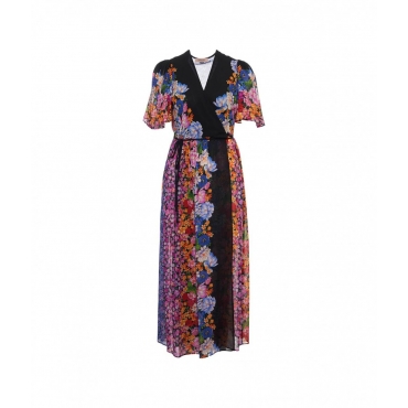 Wrap dress con stampa floreale multicolore