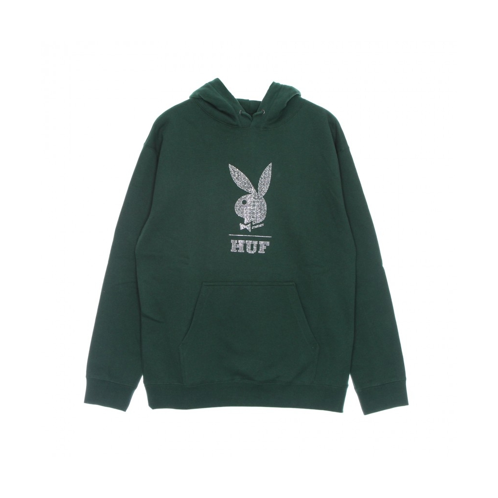 felpa cappuccio uomo rhinestone po hoodie x playboy FOREST GREEN