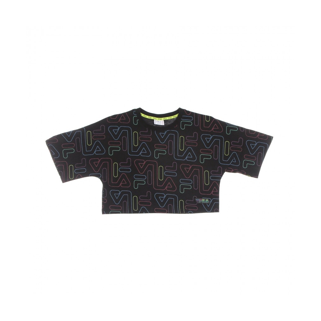 maglietta corta ragazza samia aop wide cropped tee BLACK