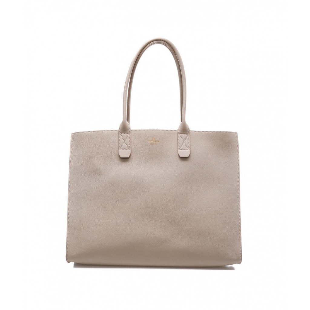 Shopper con logo beige