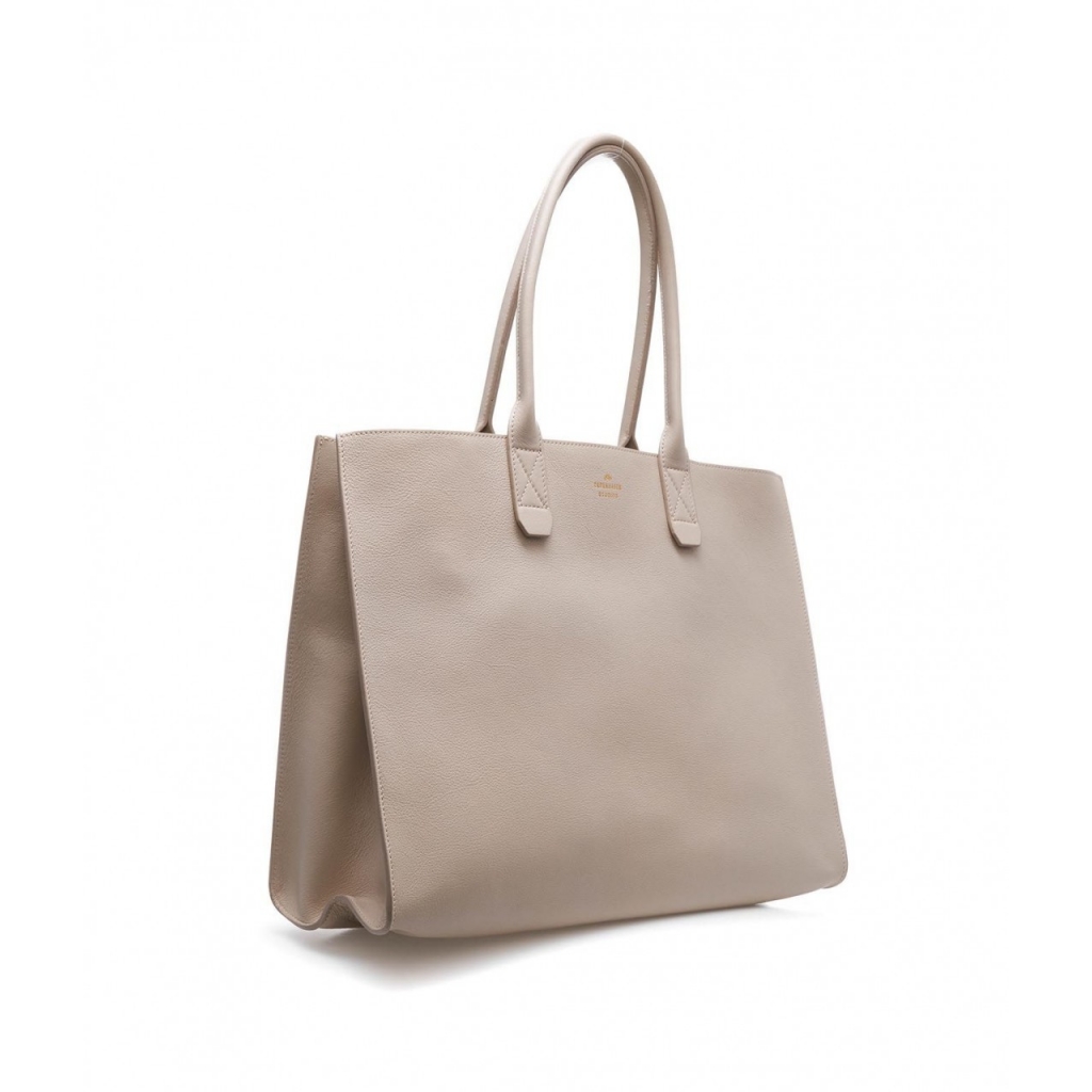 Shopper con logo beige