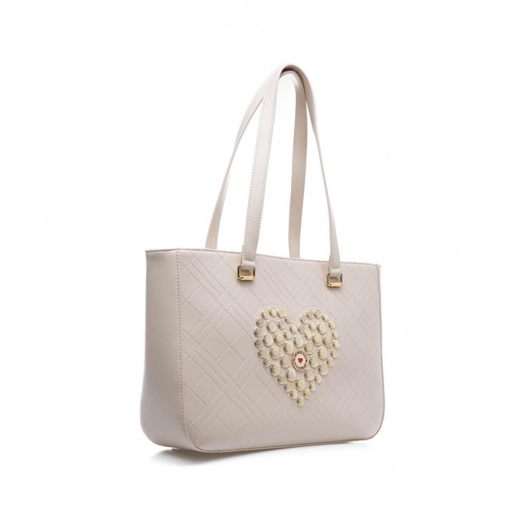 Shopper con logo beige