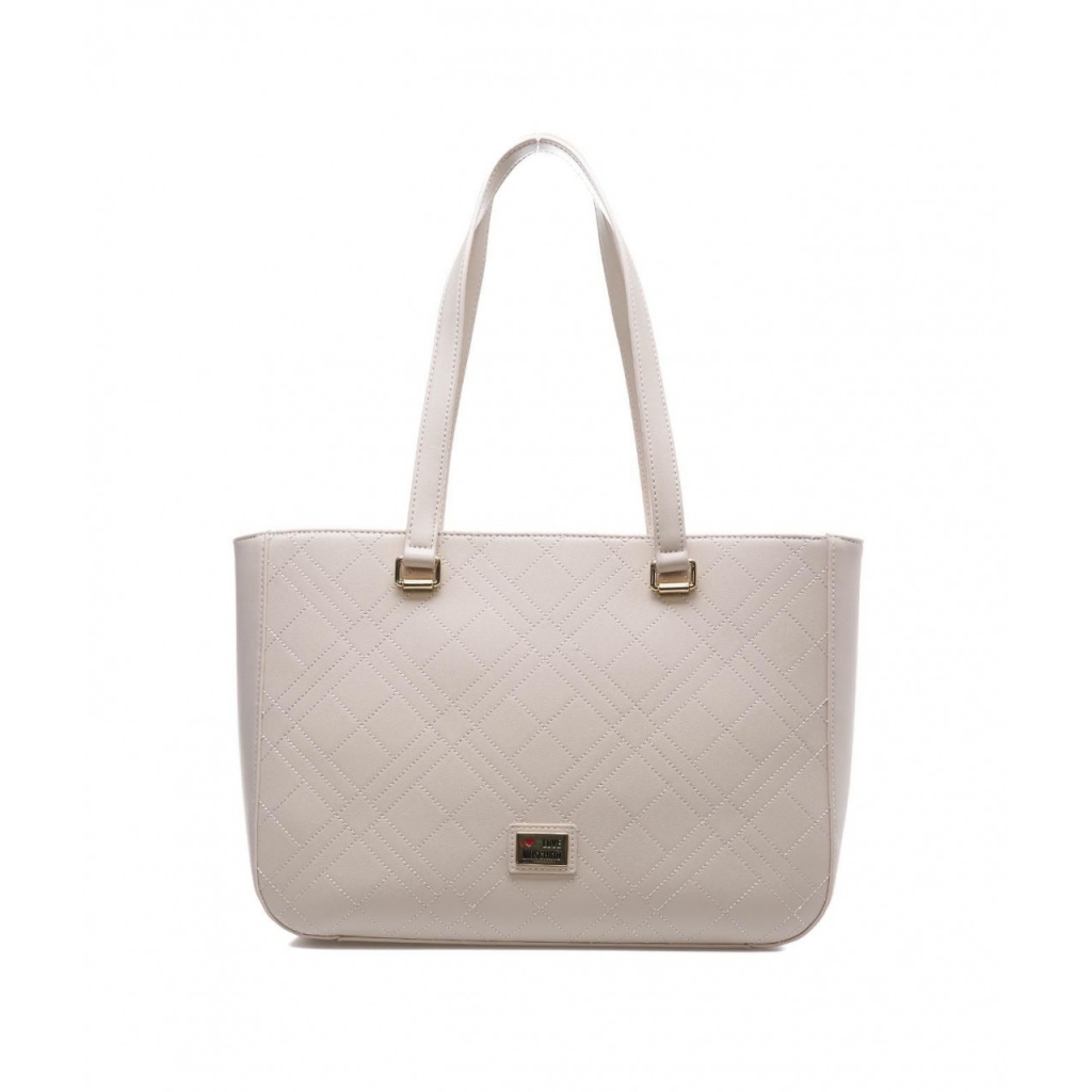 Shopper con logo beige