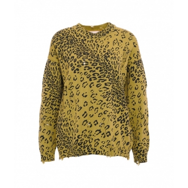 Sweater con stampa animalier giallo