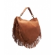 Borsa in suede con frange marrone