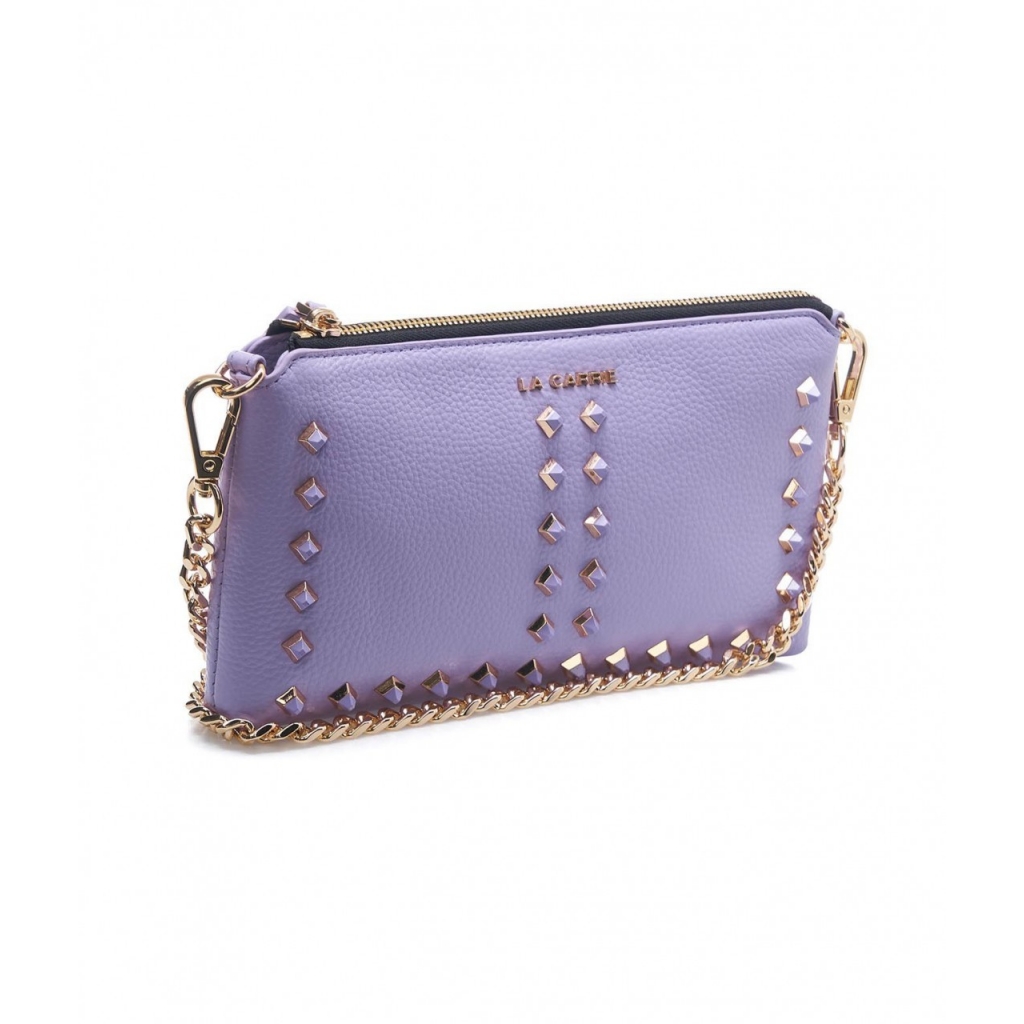 Pochette con rivetti lill chiaro
