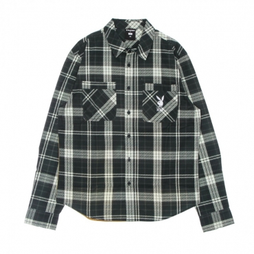 camicia manica lunga uomo monarch l/s flannel x playboy BLACK