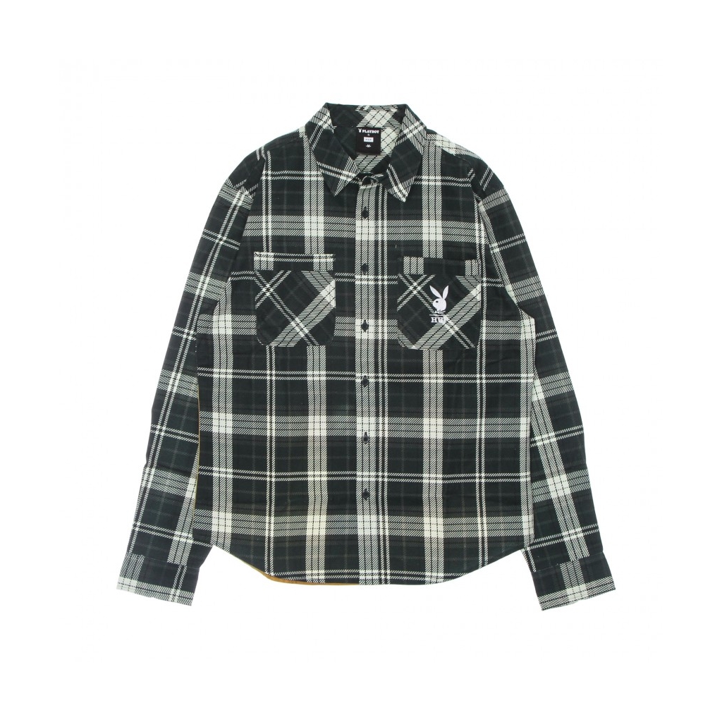 camicia manica lunga uomo monarch l/s flannel x playboy BLACK