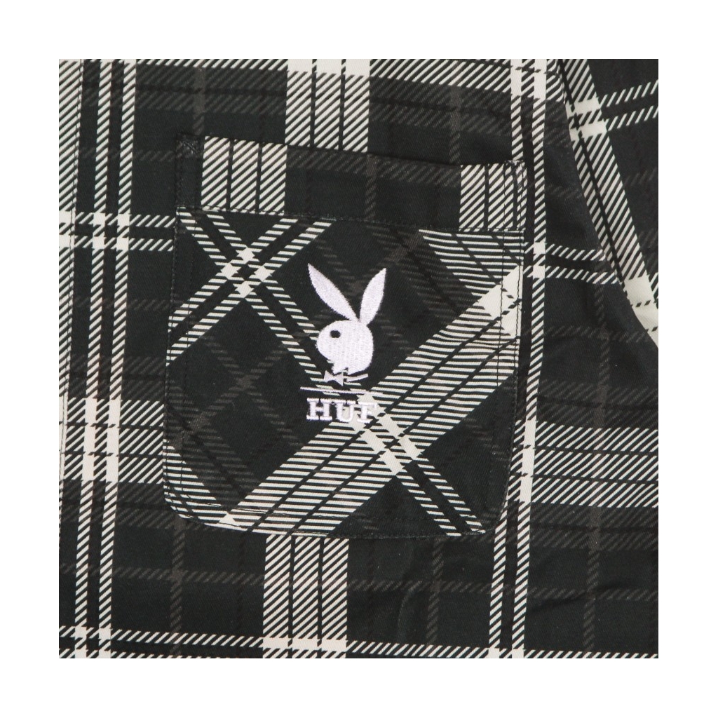 camicia manica lunga uomo monarch l/s flannel x playboy BLACK