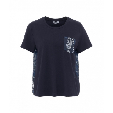 T-shirt con stampa bandana blu scuro