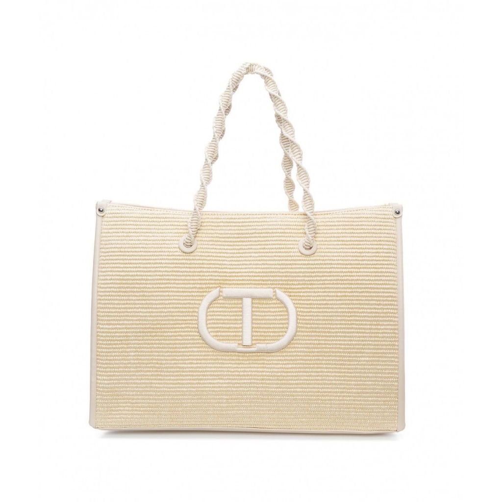 Shopper in rafia beige