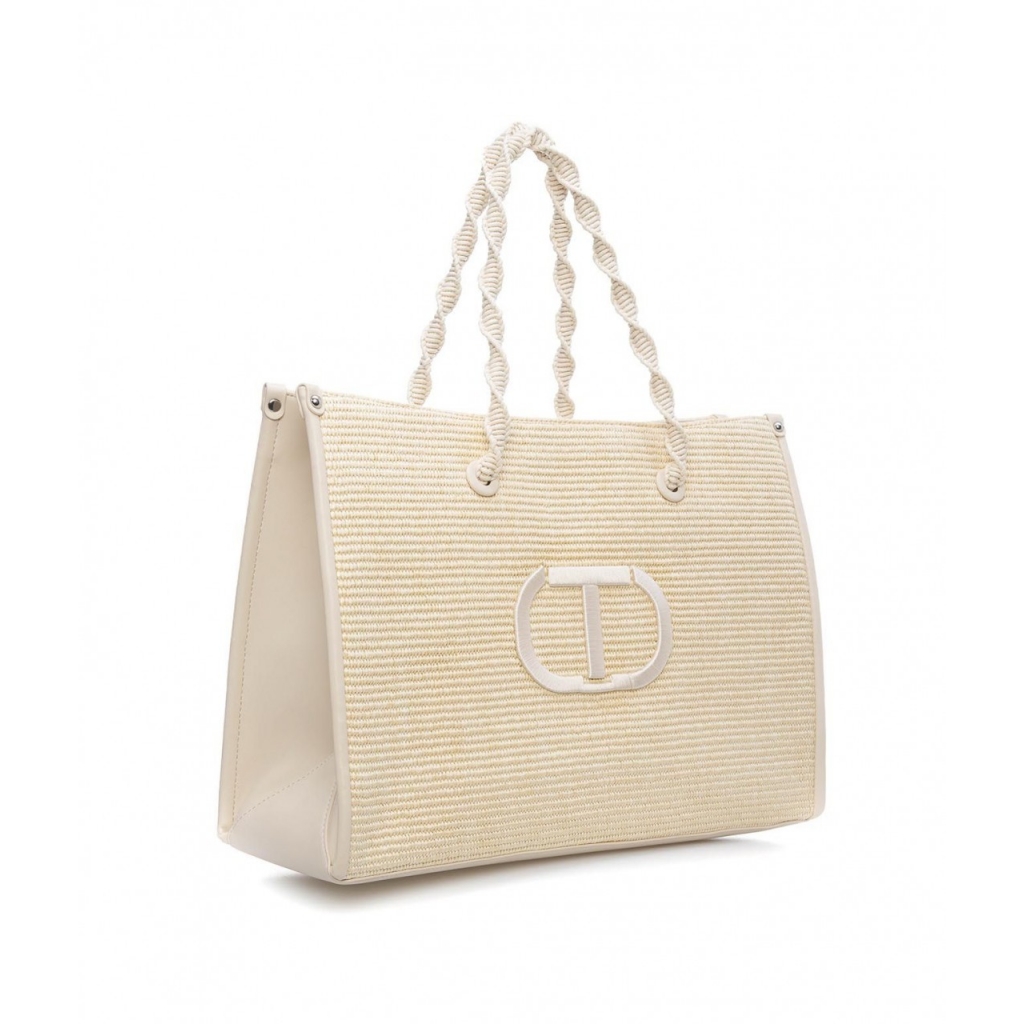 Shopper in rafia beige