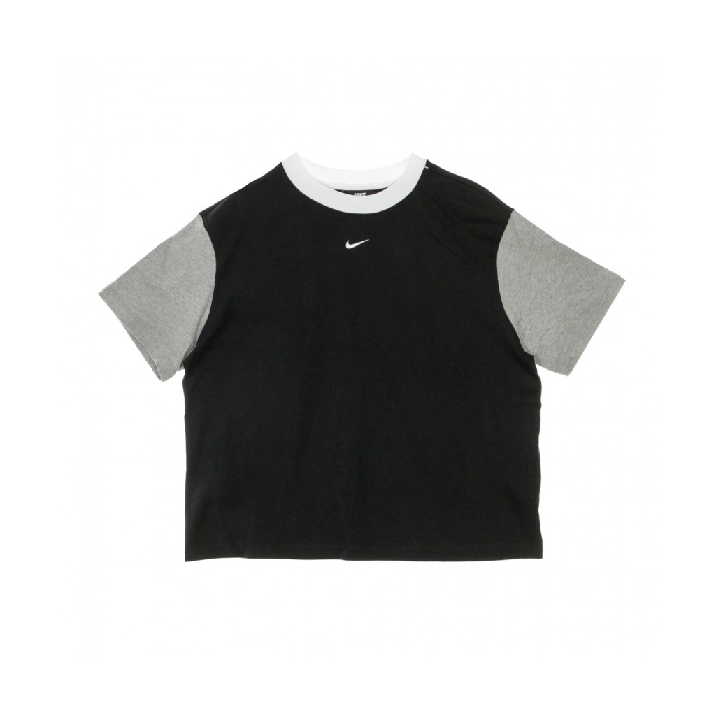maglietta corta donna sportswear essentials BLACK/DK GREY HEATHER/WHITE/WHITE