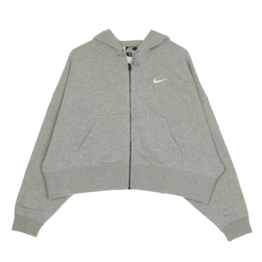 felpa cappuccio corta donna sportswear essential DK GREY HEATHER/WHITE