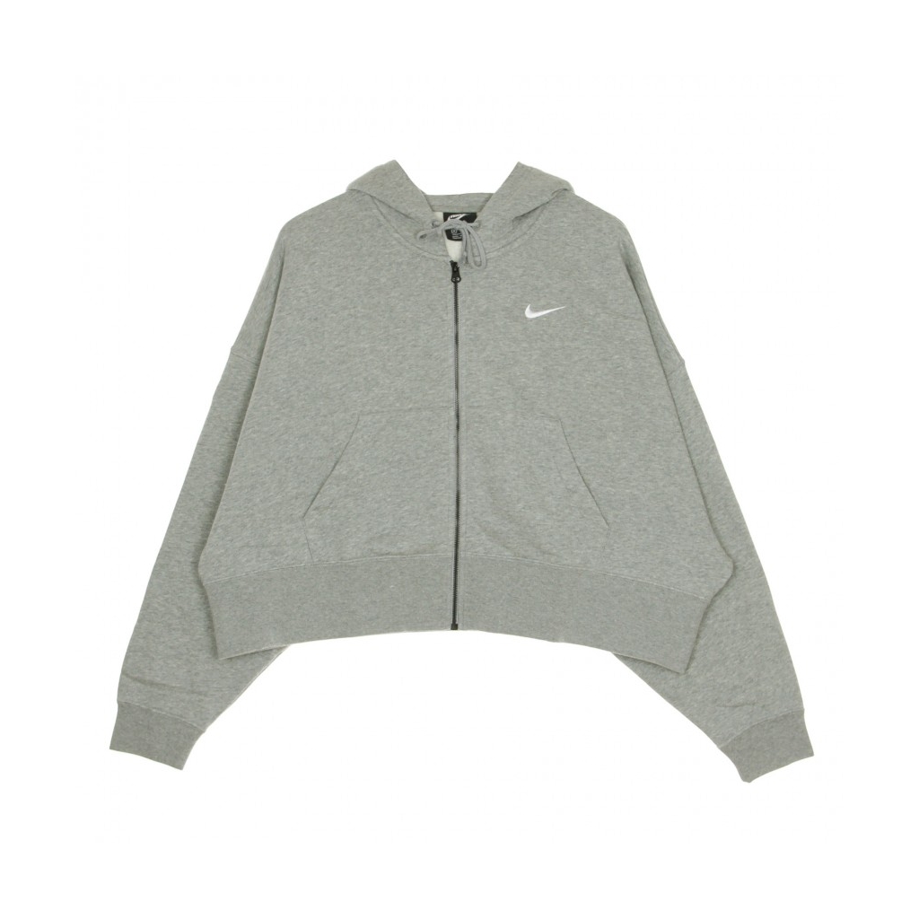 felpa cappuccio corta donna sportswear essential DK GREY HEATHER/WHITE