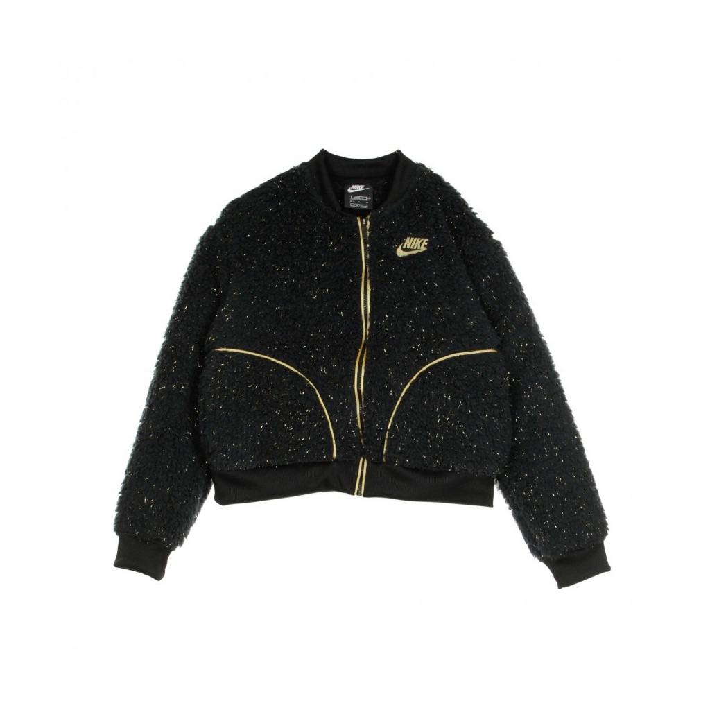 giubbotto bomber corto bambino sportswear sherpa shine BLACK/CLUB GOLD/ROSE GOLD