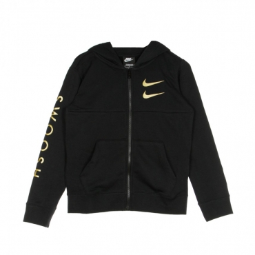 felpa cappuccio zip bambino sportswear swoosh BLACK/BLACK/METALLIC GOLD