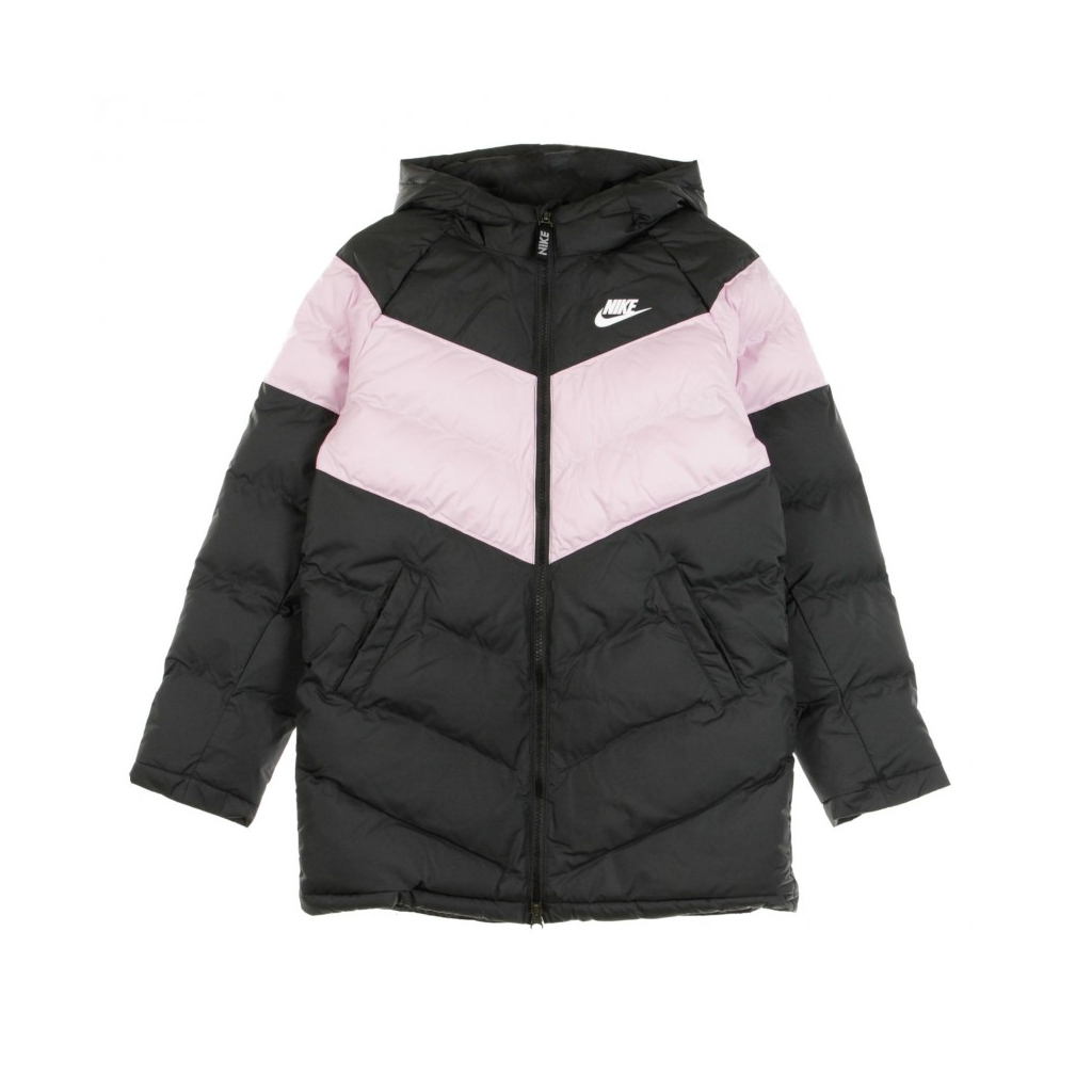 piumino lungo bambino sportswear fill long jacket BLACK/LT ARCTIC PINK/BLACK/WHITE