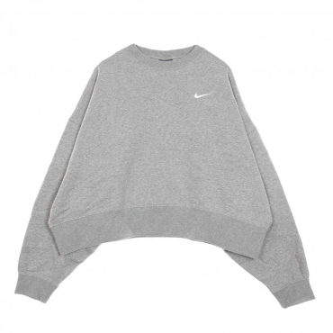 felpa girocollo corta donna sportswear crew trend DK GREY HEATHER/WHITE