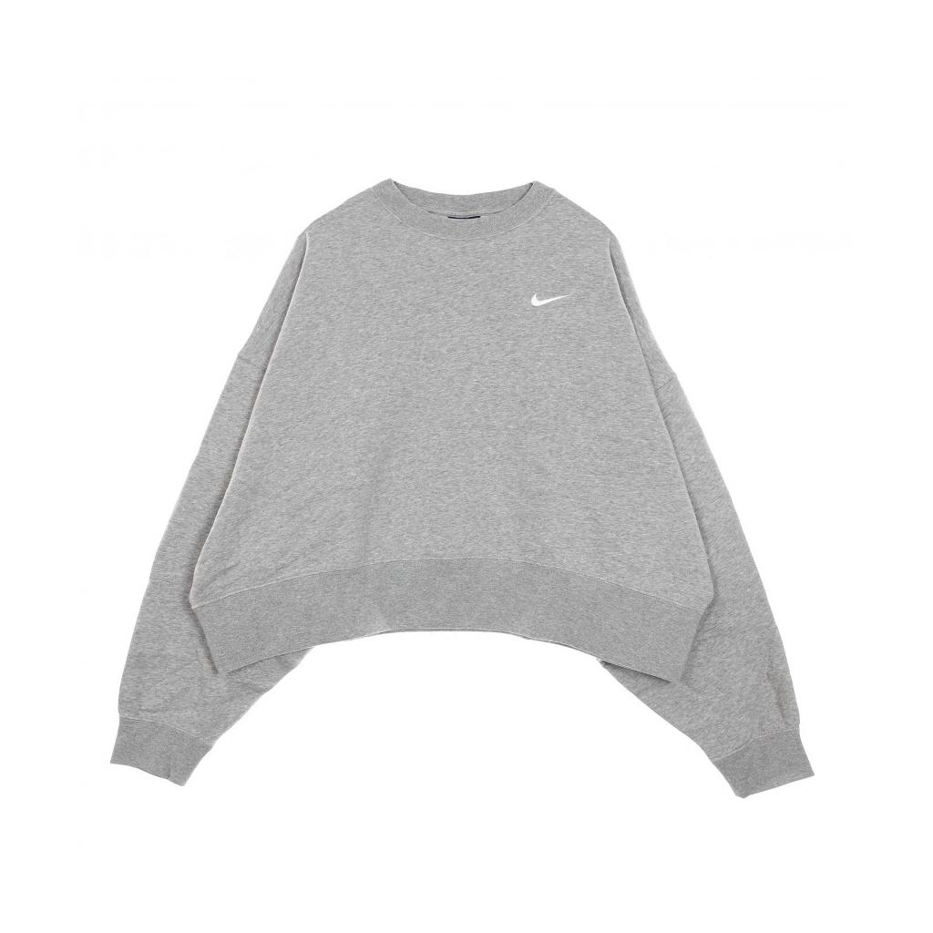 felpa girocollo corta donna sportswear crew trend DK GREY HEATHER/WHITE