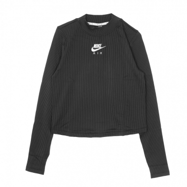 maglietta manica lunga donna w sportswear air mock l/s rib BLACK/IRON GREY/WHITE