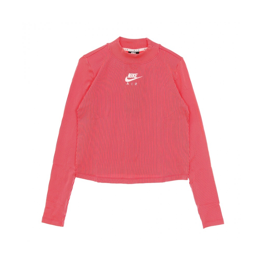 maglietta manica lunga donna w sportswear air mock l/s rib FIREBERRY/BRIGHT MANGO/WHITE