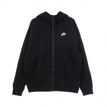 felpa cappuccio zip uomo sportswear club hoodie BLACK/BLACK/WHITE