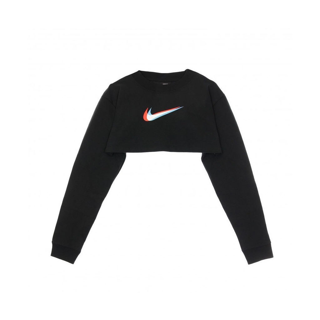 maglietta manica lunga corta donna w sportswear top l/s crop print BLACK