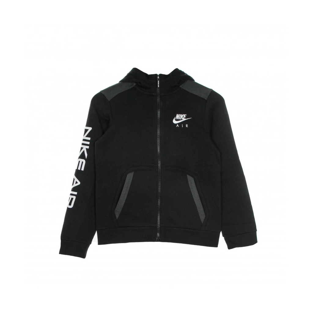 felpa cappuccio zip ragazzo b nsw nike air fz BLACK/DK SMOKE GREY/WHITE