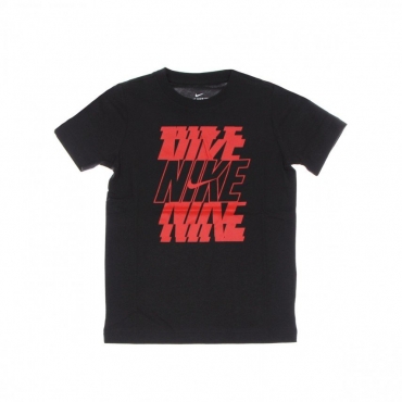 maglietta ragazzo sportswear tee nike stack BLACK/UNIVERSITY RED