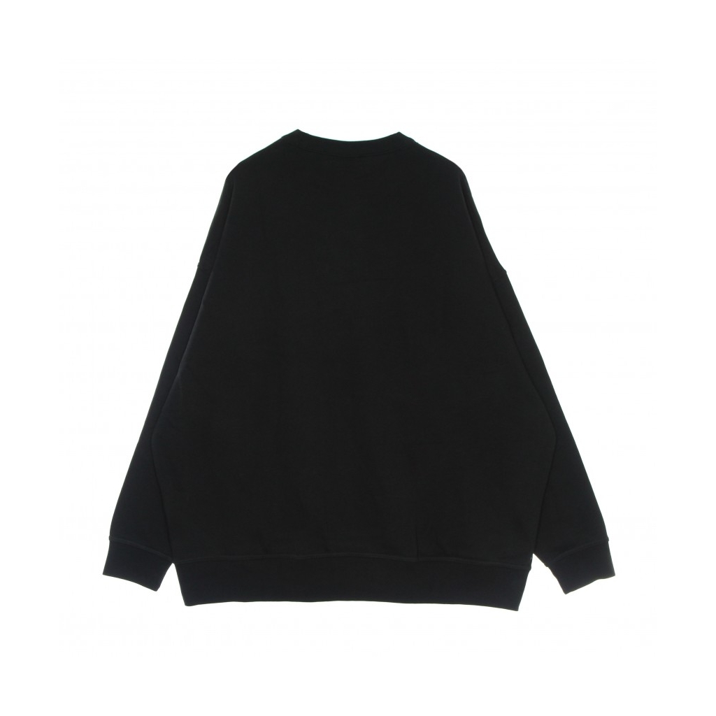 felpa girocollo donna w essentials collection fleece oversized crew BLACK/WHITE
