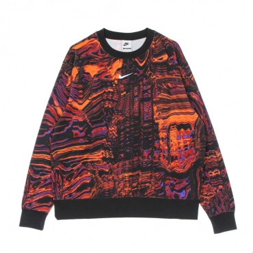 felpa girocollo donna w sportswear trend fleece crew all over print BLACK/ORANGE