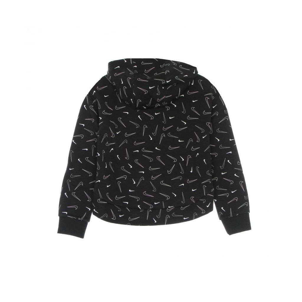 felpa cappuccio ragazzo fleece all over print hoodie BLACK/WHITE