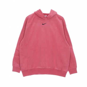 felpa cappuccio donna w essential plush hoodie ARCHAEO PINK/BLACK