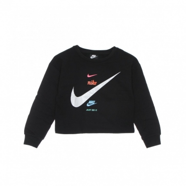 felpa girocollo bambina fleece boxy crew BLACK