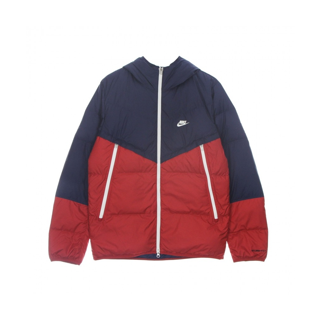 piumino uomo storm fit windrunner hooded jacket MIDNIGHT NAVY/GYM RED ...