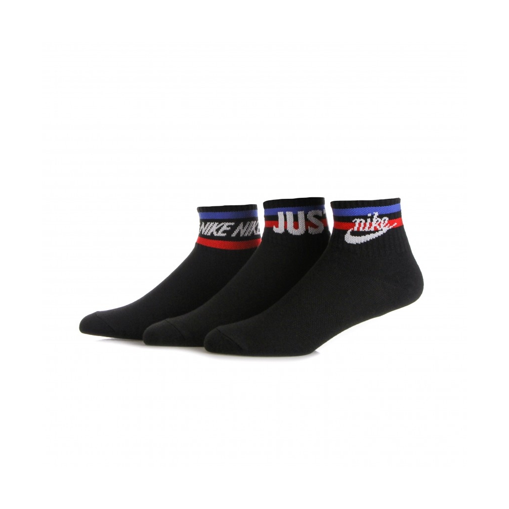calza bassa uomo everyday essential ankle socks BLACK/WHITE/GAME ROYAL/UNIVERSITY RED