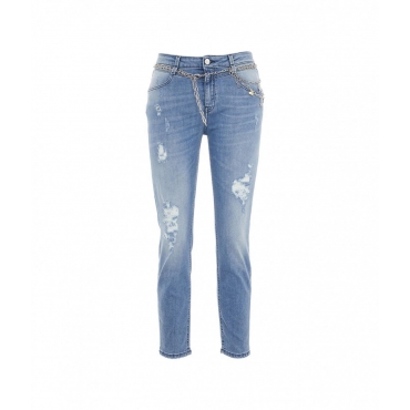 Jeans with chain detail blu