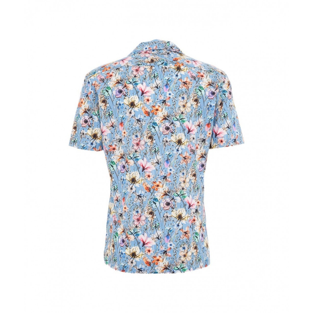 Camicia con stampa floreale azzurro