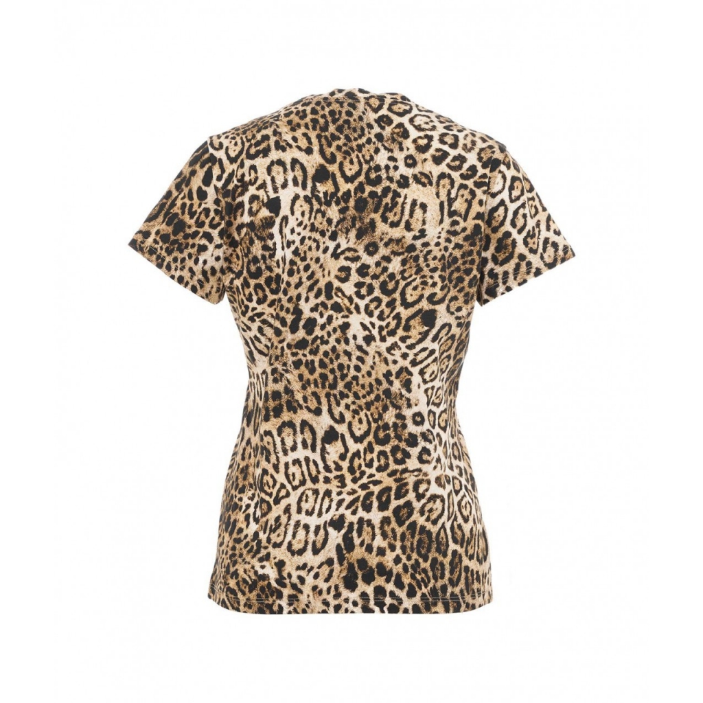 T-shirt with animal print marrone