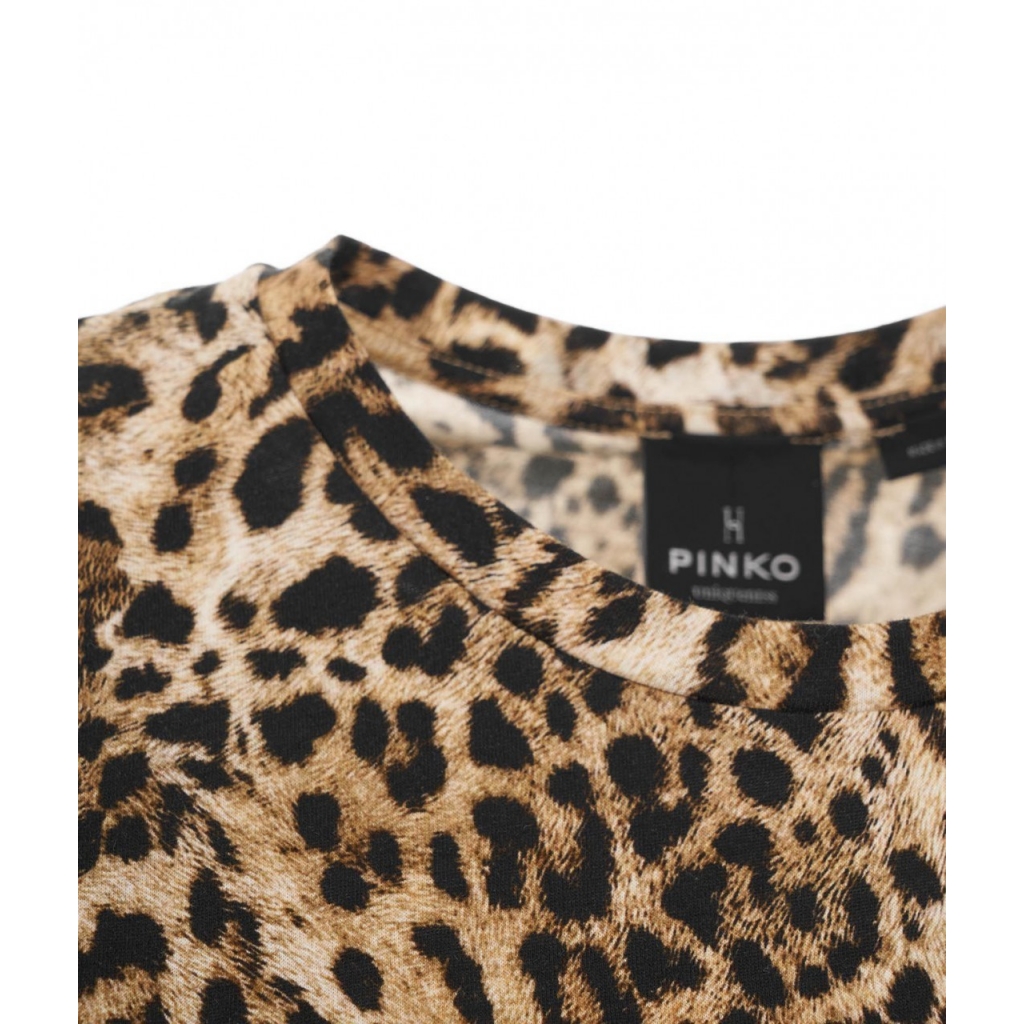 T-shirt with animal print marrone