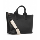 Borsa shopper con logo traforato nero