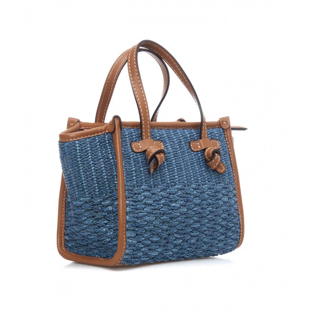 Mini borsa in rafia blu