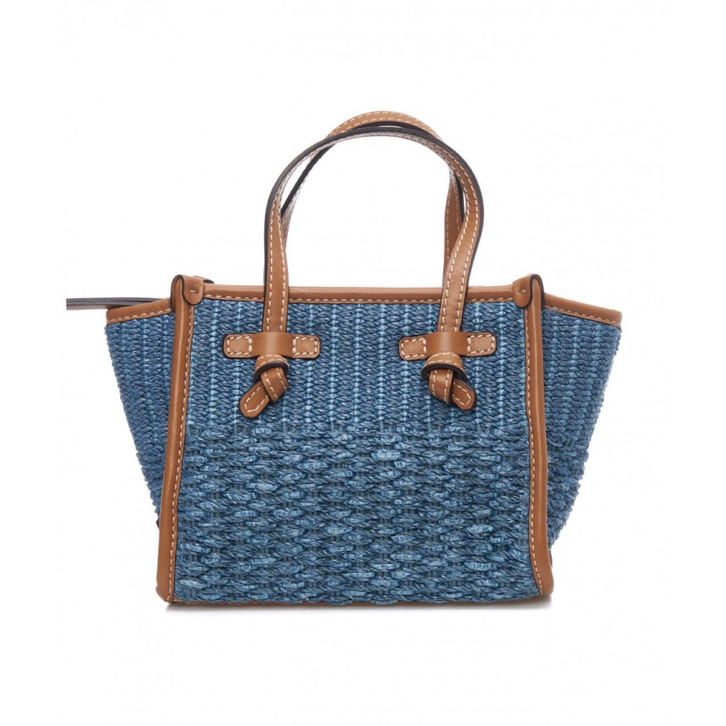 Mini borsa in rafia blu