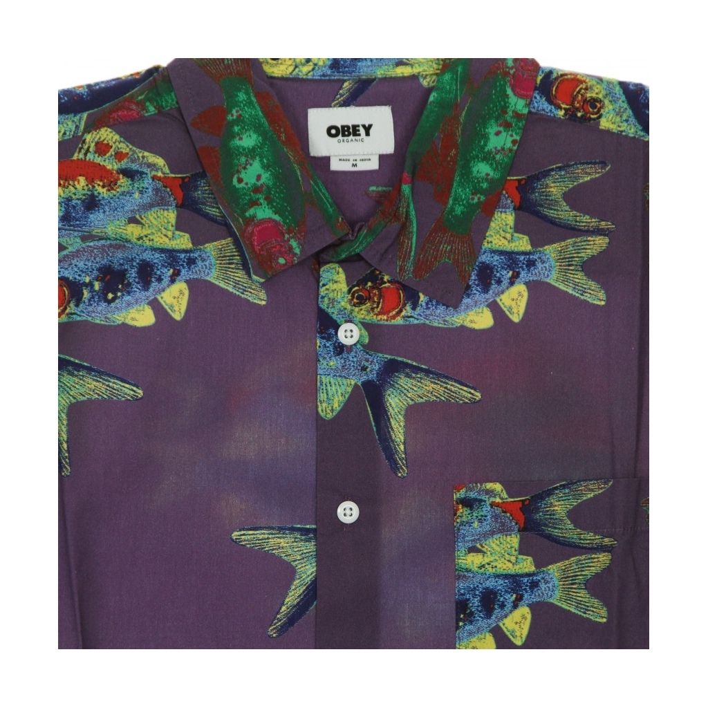 camicia manica corta uomo fishbowl woven LAVENDER SILK MULTI