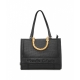 Shopper with logo embroidery nero