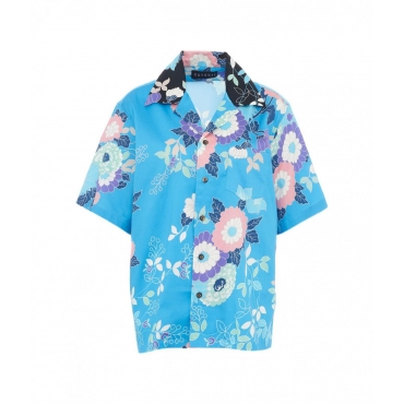 Camicia hawaiana con stampa blu